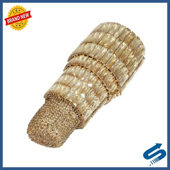Glitter Rhinestone Lipstick Evening Clutch with Chain for Wedding Party Prom